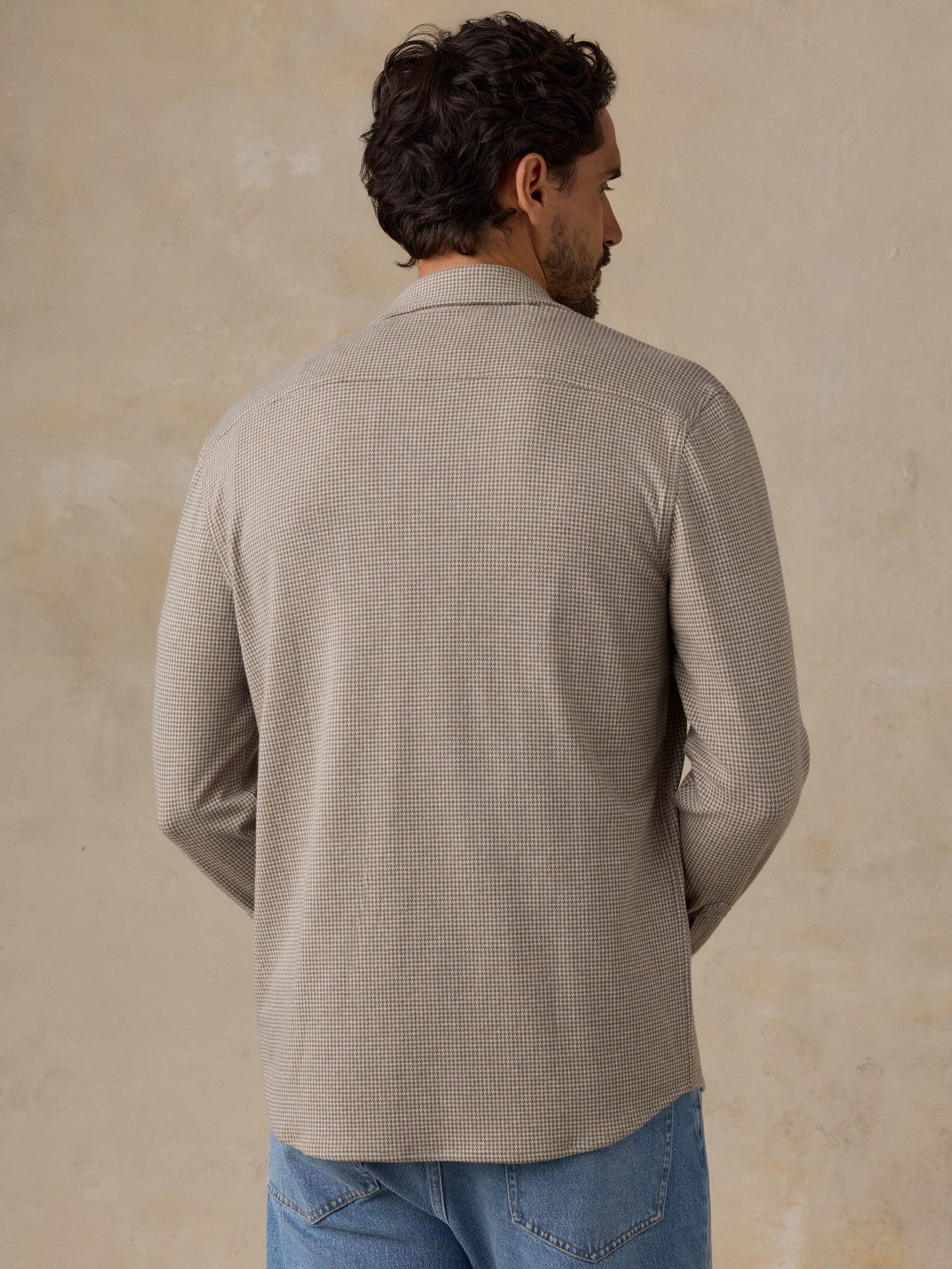 Sweater Shirt - Taupe Brown Pincheck