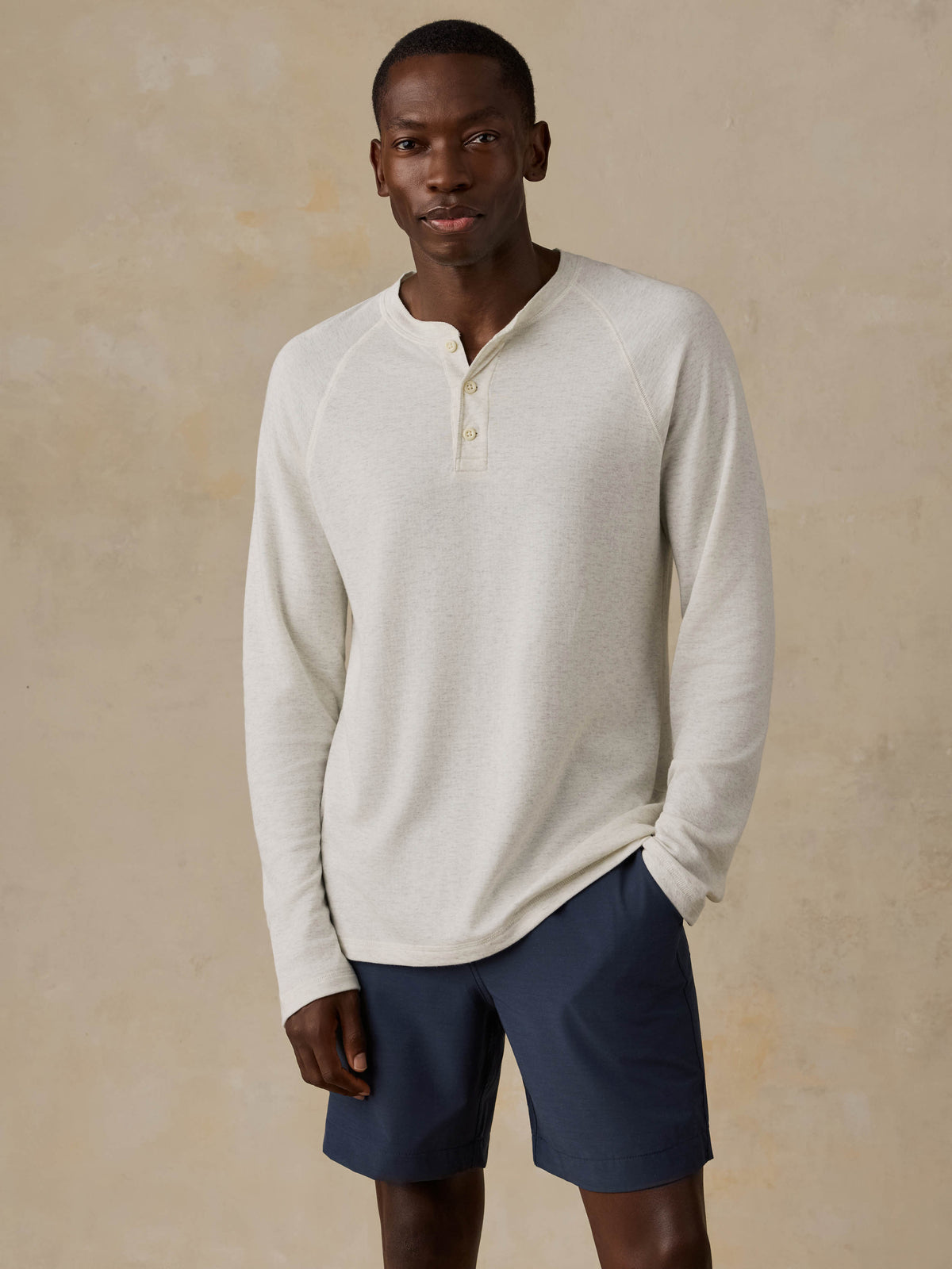 Long-Sleeve Cloud Henley - Snow Heather