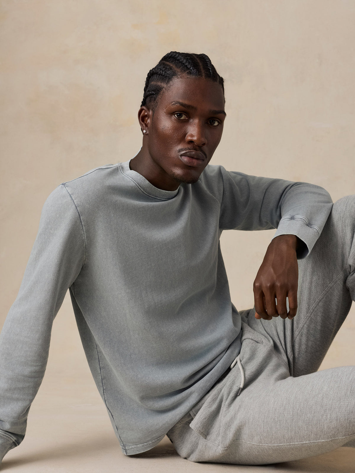 Long-Sleeve Recycled Terry Tee - Lakeshore Grey