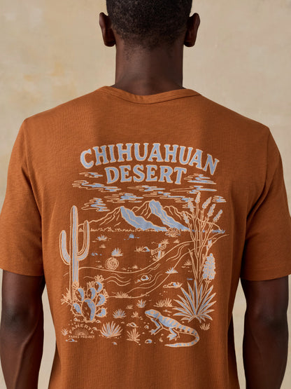 Faherty x Parks Project Chihuahuan Desert Short-Sleeve Sunwashed Regenerative Tee - Copper Red