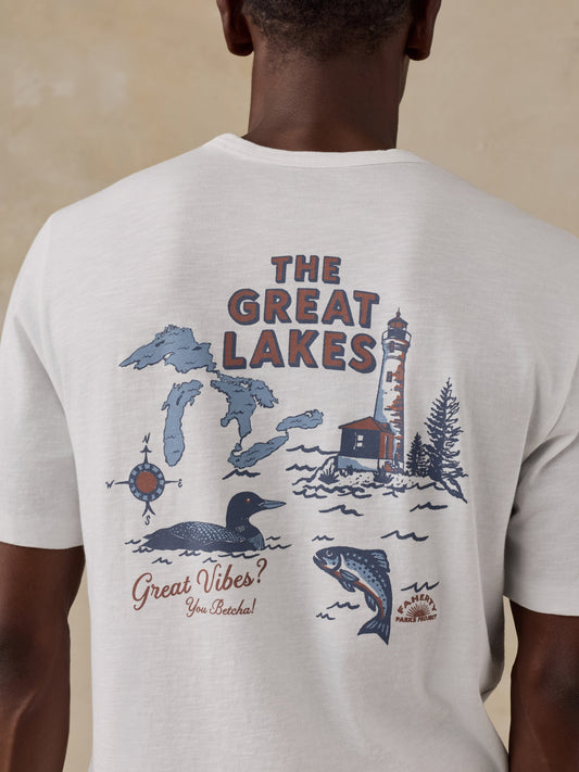 Faherty x Parks Project Great Lakes Short-Sleeve Sunwashed Regenerative Tee - White