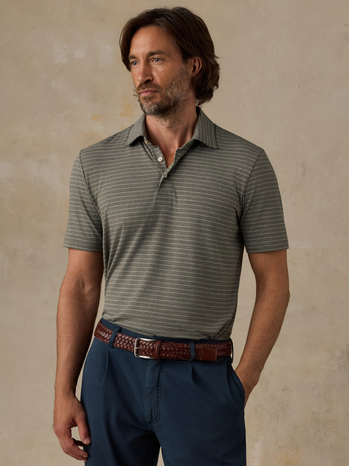 Polo - Olive Rock Stripe
