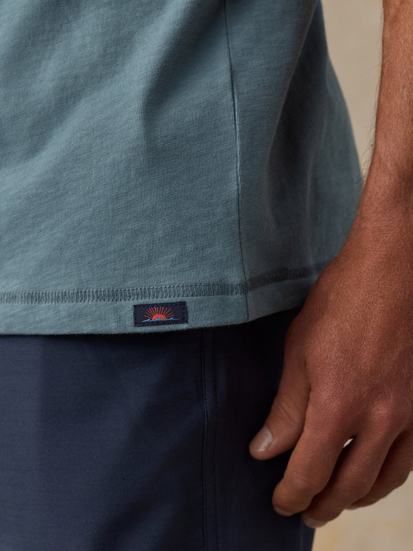 Short-Sleeve Sunwashed Regenerative Henley - Seaglass Blue