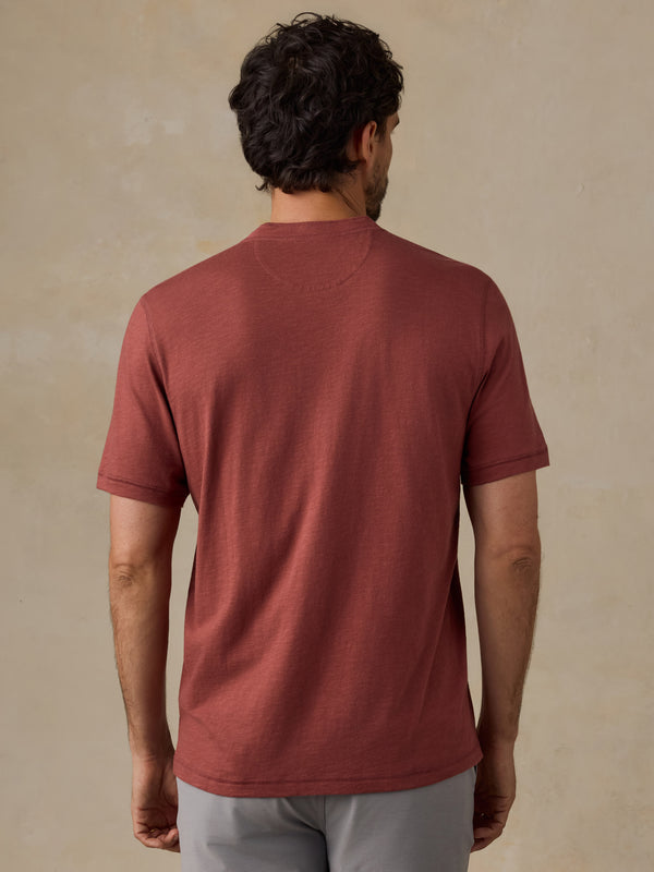 Short-Sleeve Sunwashed Regenerative Henley - Sunset Red