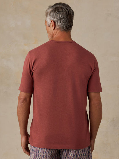 Sunwashed Regenerative Pocket Tee - Sunset Red