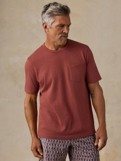 Sunwashed Regenerative Pocket Tee - Sunset Red