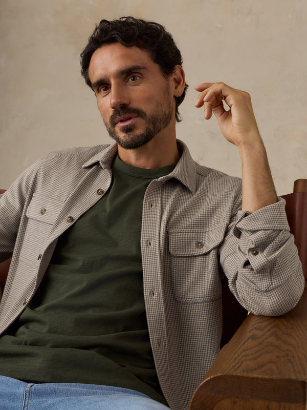 Sweater Shirt - Taupe Brown Pincheck