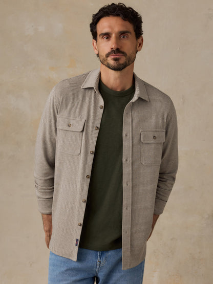 Sweater Shirt - Taupe Brown Pincheck