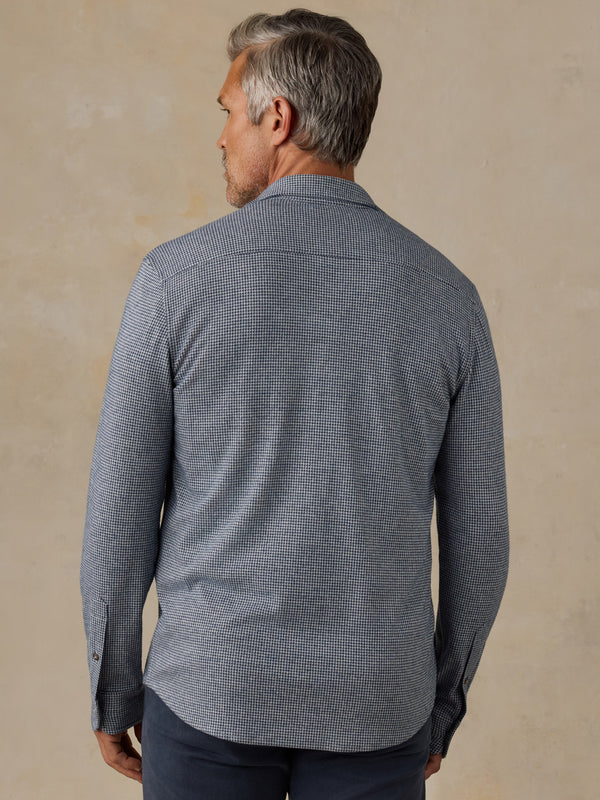 Sweater Shirt - Navy Cream Pincheck