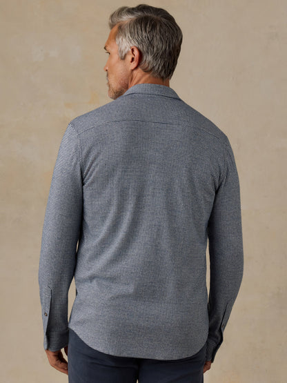 Sweater Shirt - Navy Cream Pincheck