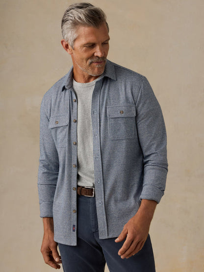 Sweater Shirt - Navy Cream Pincheck