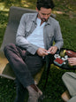 Sweater Shirt - Navy Cream Pincheck